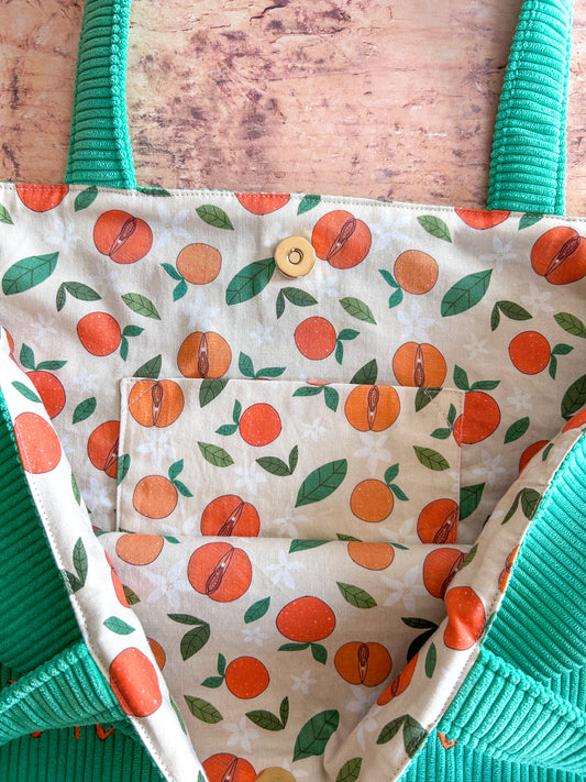 Cabas La Culottée – Brodée “Viva la vulva” - Velours / L'Abricotée