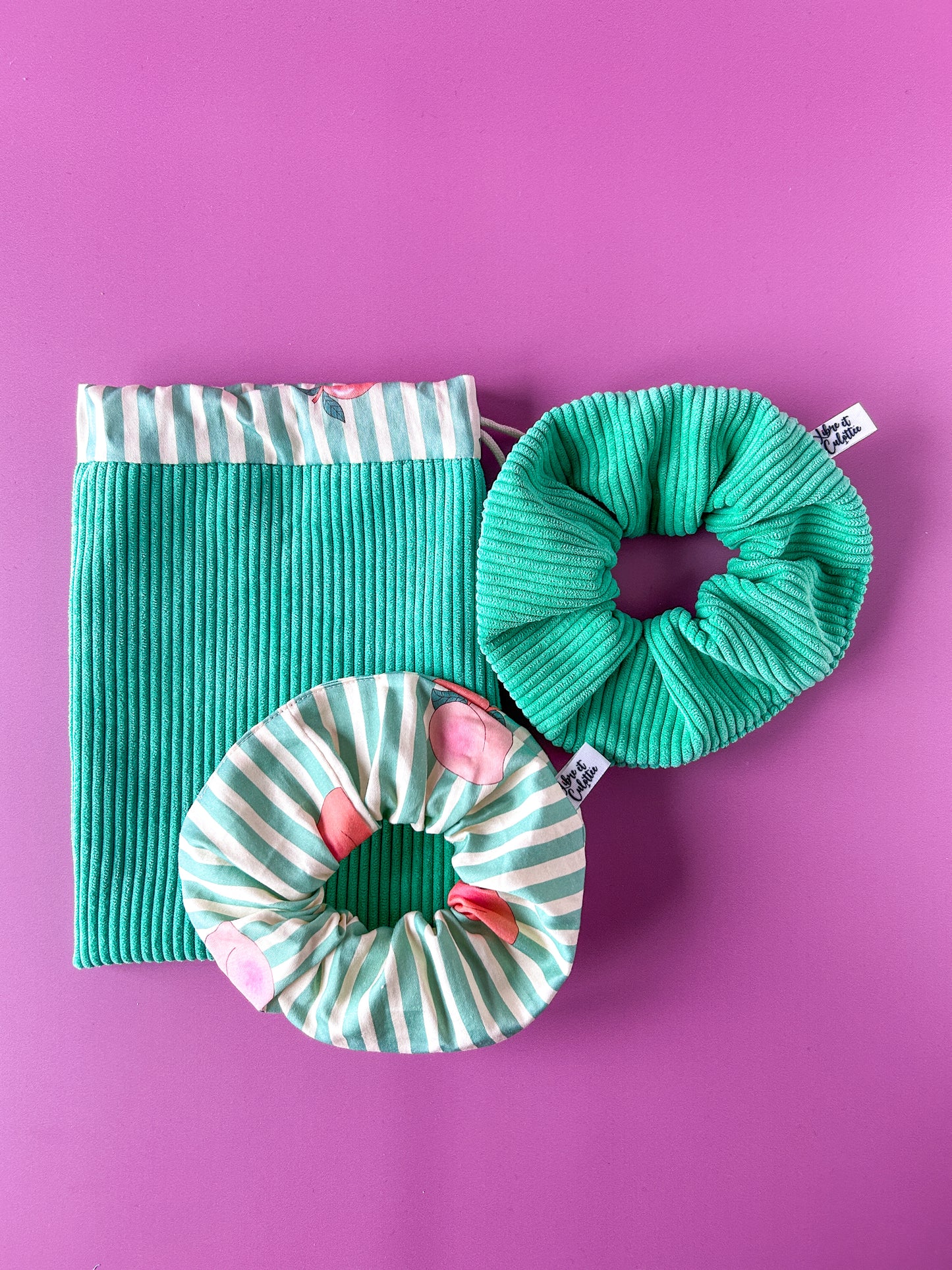 Pochon L'Intrépide – Velours menthe / La Peachy