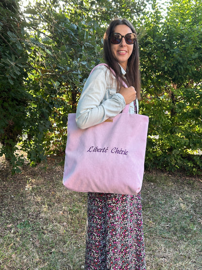 Cabas La Culottée – Brodée “Liberté Chérie” - Velours / L'Accrochée