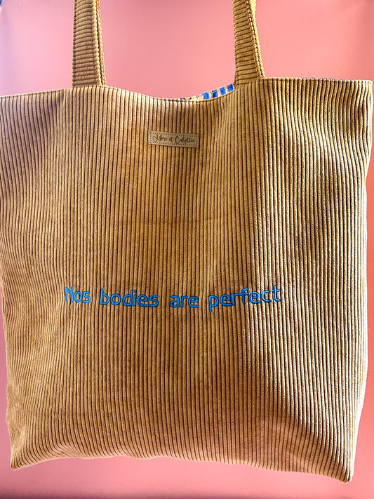 Cabas La Culottée – Brodée “Nos bodies are perfect” - Velours / L'Aérienne