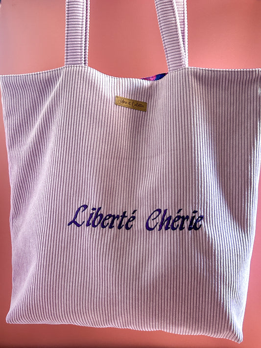 Cabas La Culottée – Brodée “Liberté Chérie” - Velours / L'Accrochée