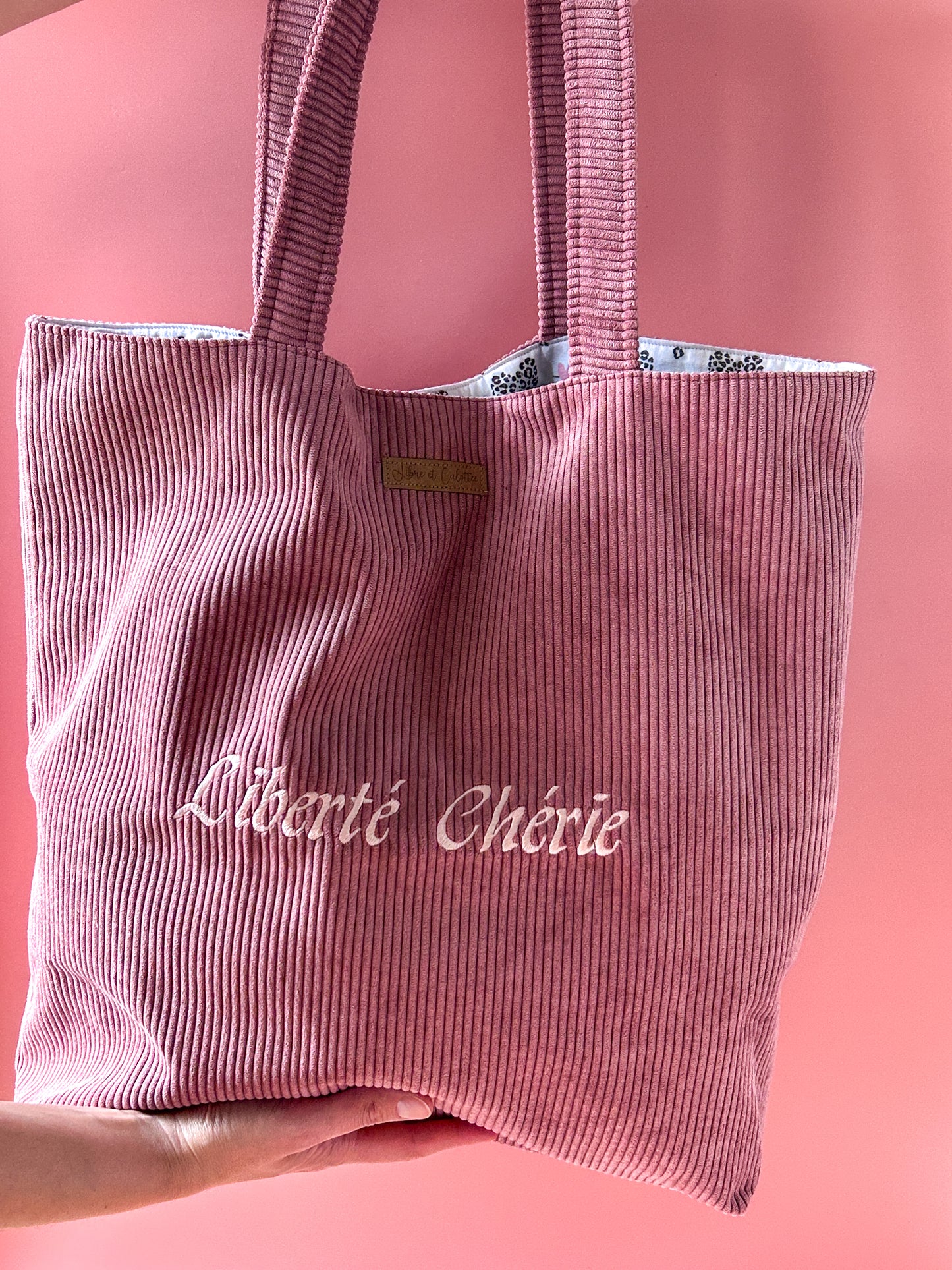 Cabas La Culottée – Brodée “Liberté Chérie” - Velours / La Contrastée