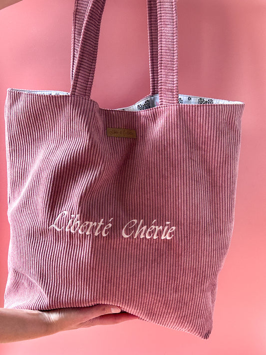 Cabas La Culottée – Brodée “Liberté Chérie” - Velours / La Contrastée