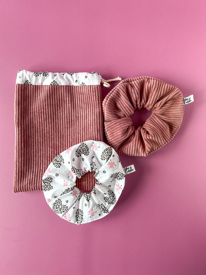 Pochon L'Intrépide – Velours vieux rose / La Contrastée