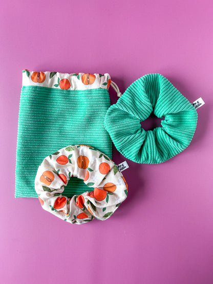 Pochon L'Intrépide – Velours menthe / L'Abricotée