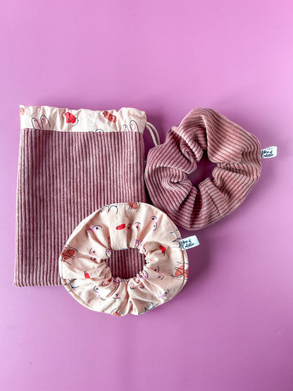 Pochon L'Intrépide – Velours vieux rose / La Naturelle