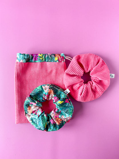 Pochon L'Intrépide – Velours corail / La Tropicale